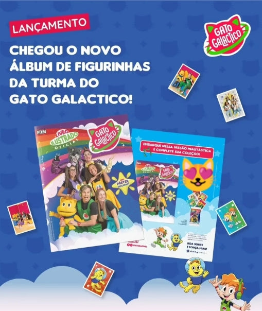 Kit Álbum Oficial Gato Galáctico + 10 envelopes de figurinhas