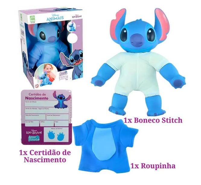 Stitch Boneco Pelúcia Amor de Filhote 33 cm - Disney