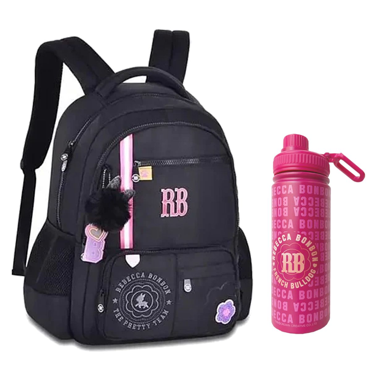 Kit Rebecca Bonbon Mochila Alças + Garrafa Squeeze Térmica 500ml - Original Clio