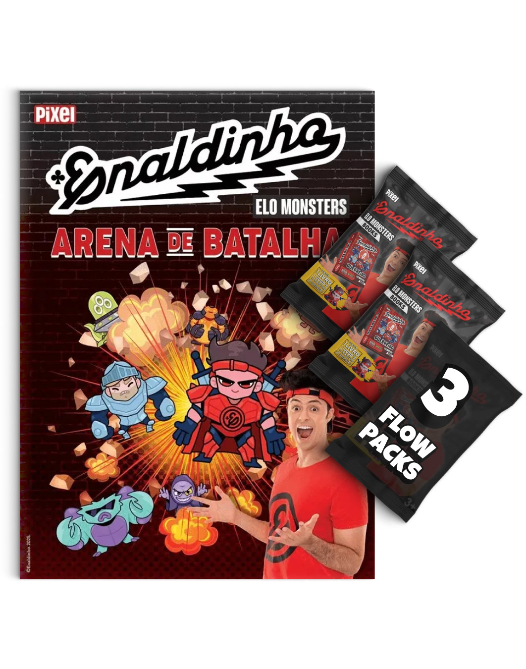 Kit Arena de Batalha + 3 Gogo's + 3 livrinhos Elo Monster Books Enaldinho - Pixel