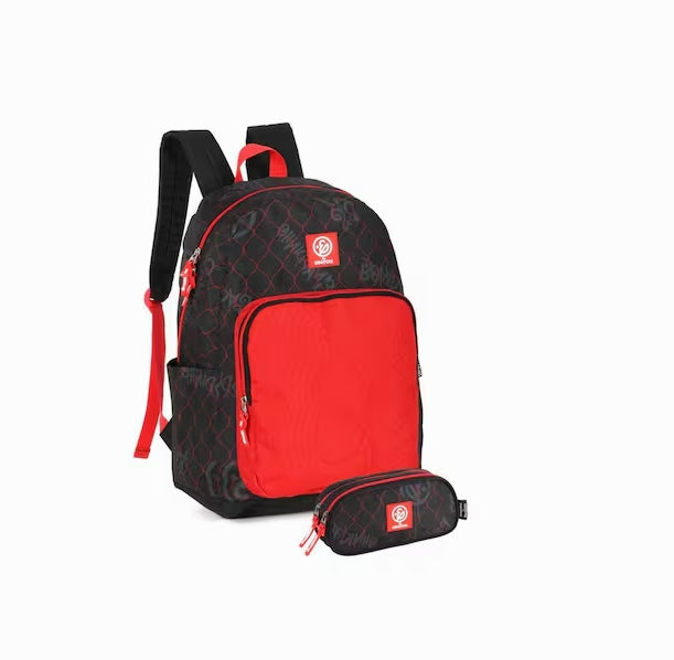 Kit Enaldinho Mochila e Estojo Duplo - Cor Vermelho