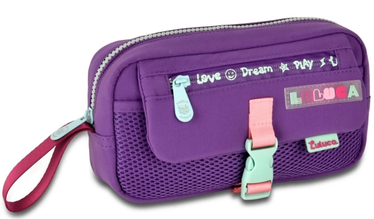 Kit Luluca Mochila Lancheira e Estojo Juvenil Escolar Cor Roxo - Clio