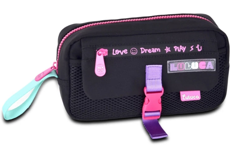 Kit Luluca Mochila Lancheira e Estojo Juvenil Escolar Cor Preto - Clio