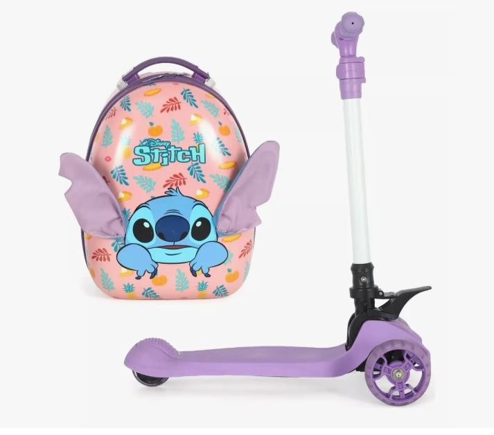 Mochila Stitch De Rodinha Patinete Removível - Luxcel