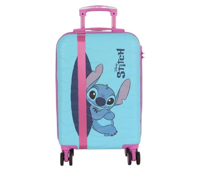 Mala De Viagem Bordo Infantil Stitch Surf Com 4 Rodas Azul Luxcel