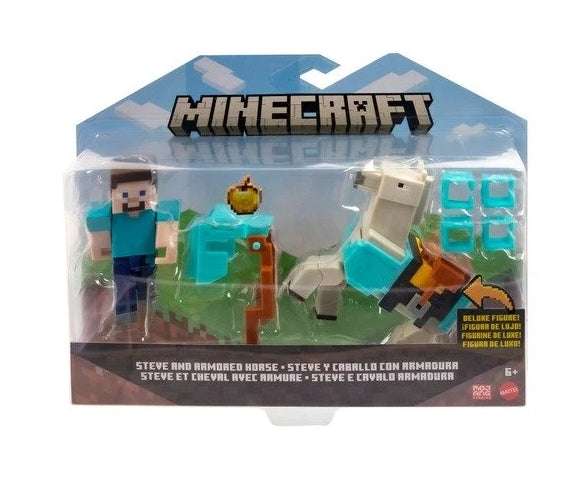 Boneco do Minecraft Steve e Cavalo Armadura - Mattel GTT53 HDV39