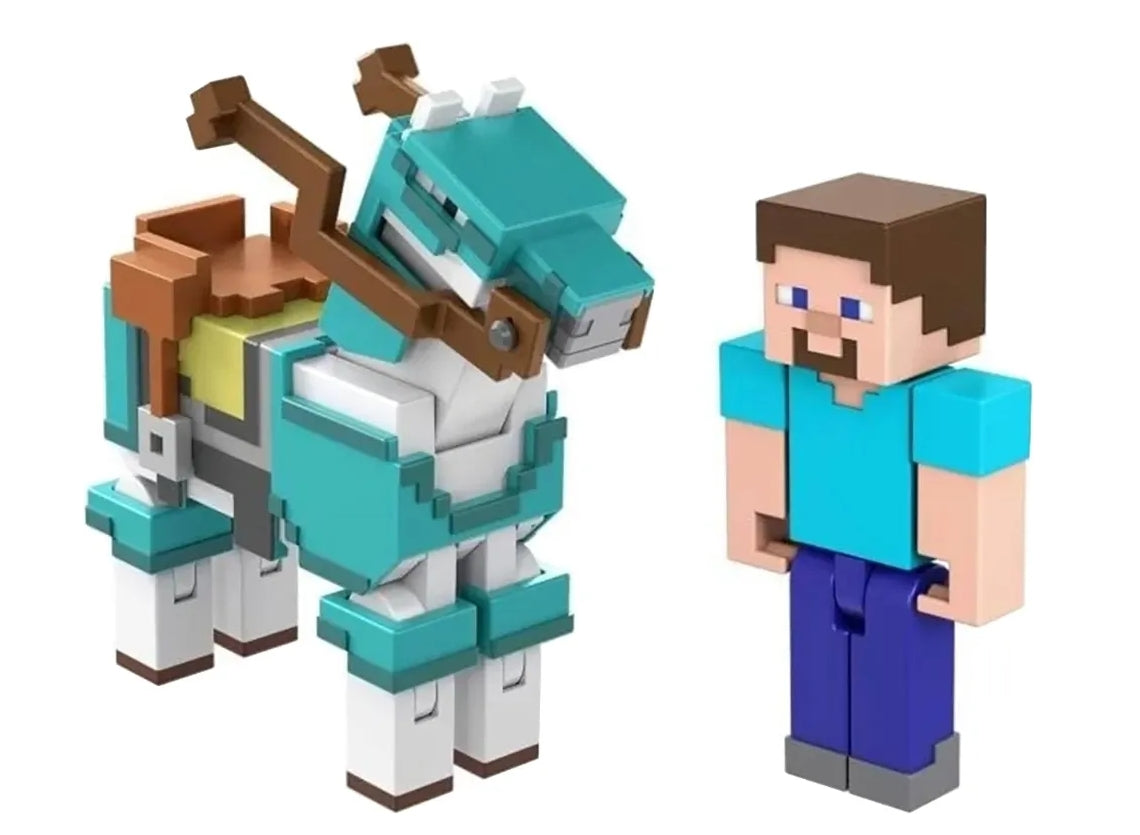 Boneco do Minecraft Steve e Cavalo Armadura - Mattel GTT53 HDV39