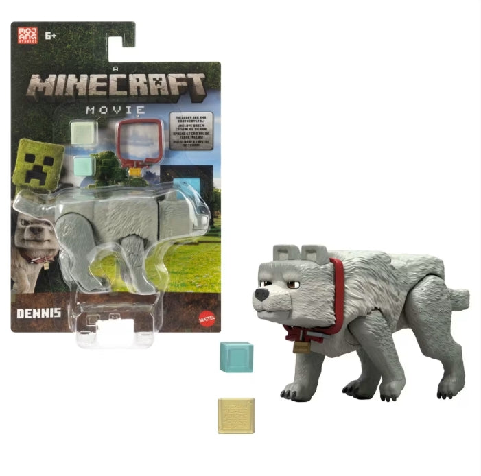 Boneco Minecraft de Ação do Cachorro Dennis e acessórios O Filme - Mattel