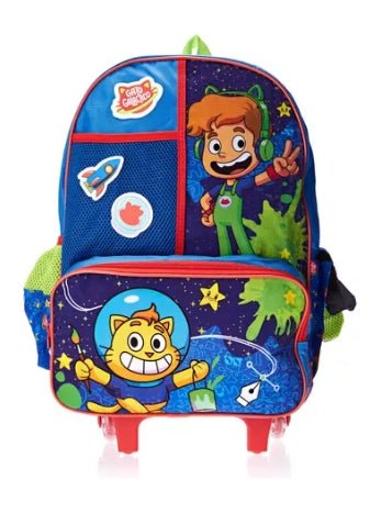 Kit Gato Galáctico Mochila de Rodinhas e Estojo Original Clio