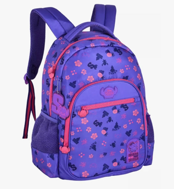 Kit Mochila Stitch + Estojo Escolar Juvenil Disney Tsum Tsum Violeta- Original Clio