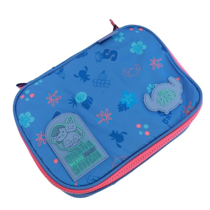 Kit Mochila Stitch Azul + Lancheira + Estojo Box Tsum Tsum Disney - Original Clio