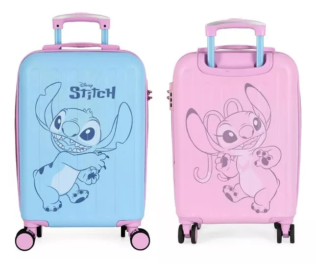 Mala de Viagem Stitch e Angel Dupla Face com Roda Rígida 360º - Luxcel