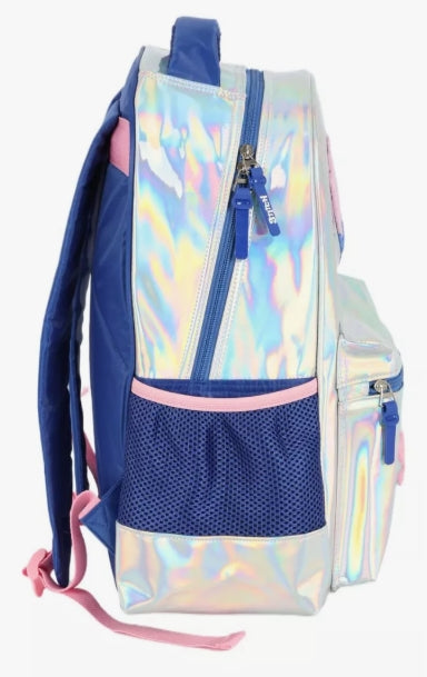 Mochila de Alças Stitch Metalizada Prata Infantil Holográfica - Luxcel