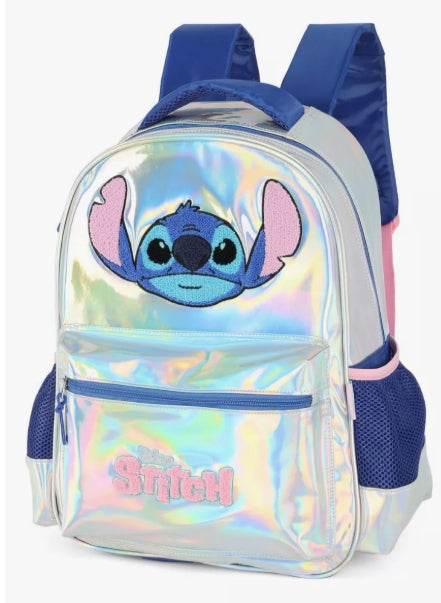 Mochila de Alças Stitch Metalizada Prata Infantil Holográfica - Luxcel