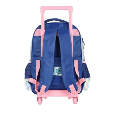 Mochila Stitch Rodinhas Metalizada Prata Infantil Holográfica - Luxcel