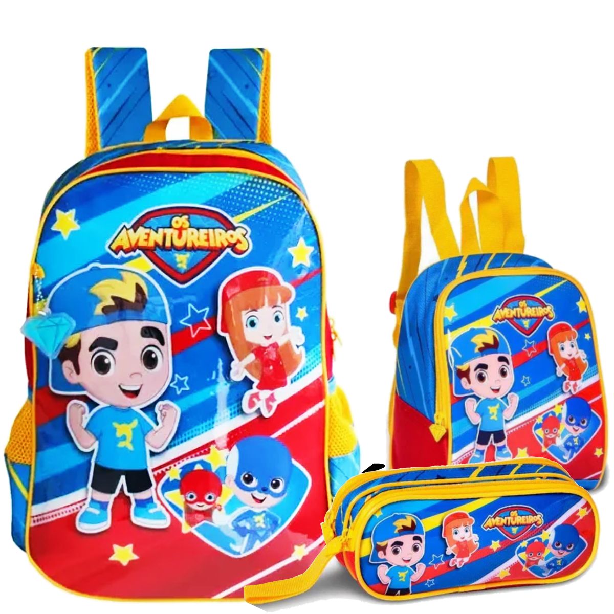 Kit Luccas Neto Mochila de Alça Estojo e Lancheira Os Aventureiros - Original Clio