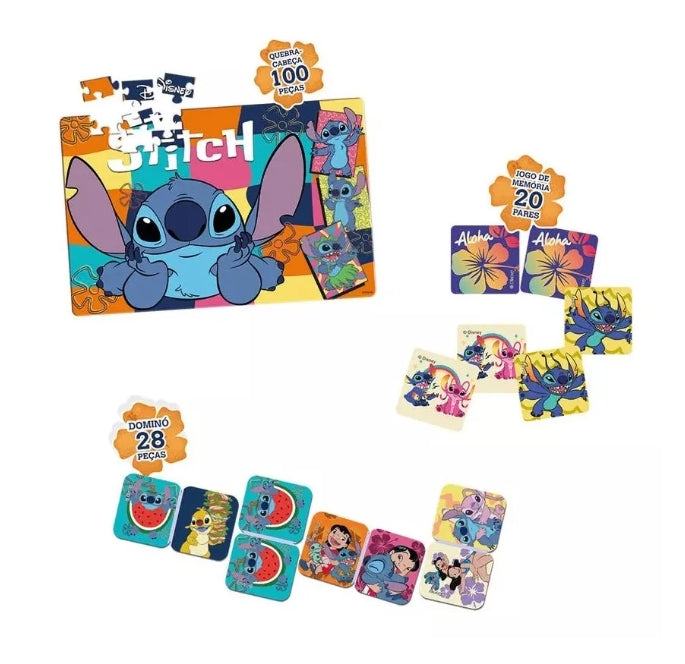 Stitch Disney Jogo 3 em 1 - Toyster Brinquedos