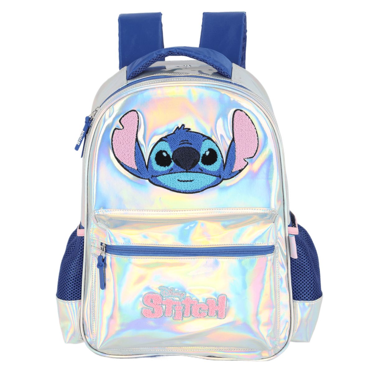 Mochila de Alças Stitch Metalizada Prata Infantil Holográfica - Luxcel