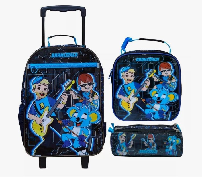 Kit Mochila Rodinhas + Lancheira + Estojo Brancoala-Dermiwil