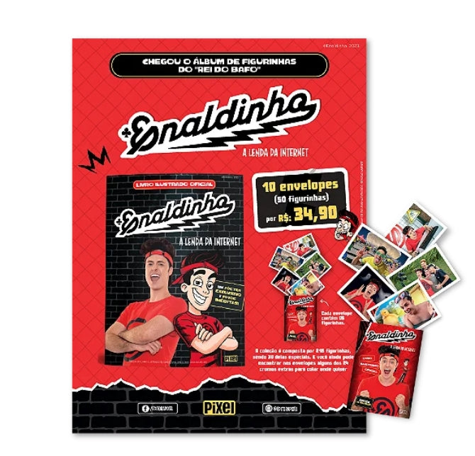 Kit de 10 Envelopes com 50 Cromos do Livro ilustrado Enaldinho - A Lenda