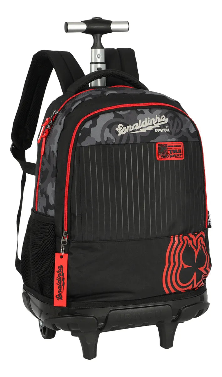 Mochila Rodinha Enaldinho Preta Escolar Original - Lançamento Luxcel