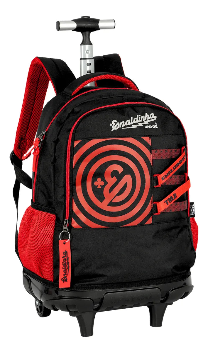 Mochila Rodinha Enaldinho Vermelha Escolar TMJ Original - Lançamento Luxcel