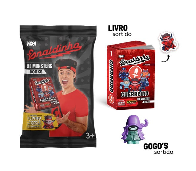 Kit Arena de Batalha + 3 Gogo's + 3 livrinhos Elo Monster Books Enaldinho - Pixel